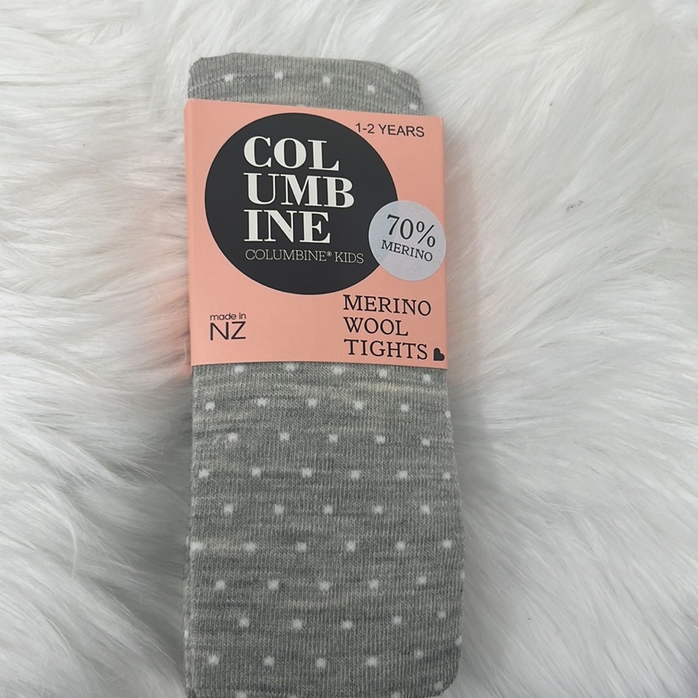 Columbine Merino Tights Kids 1-2 Years Light Grey with white spots